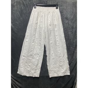 Ocean Drive Eyelet Pull On Swimsuit Cover Up Flowy Pants Womens M Beach Coastal